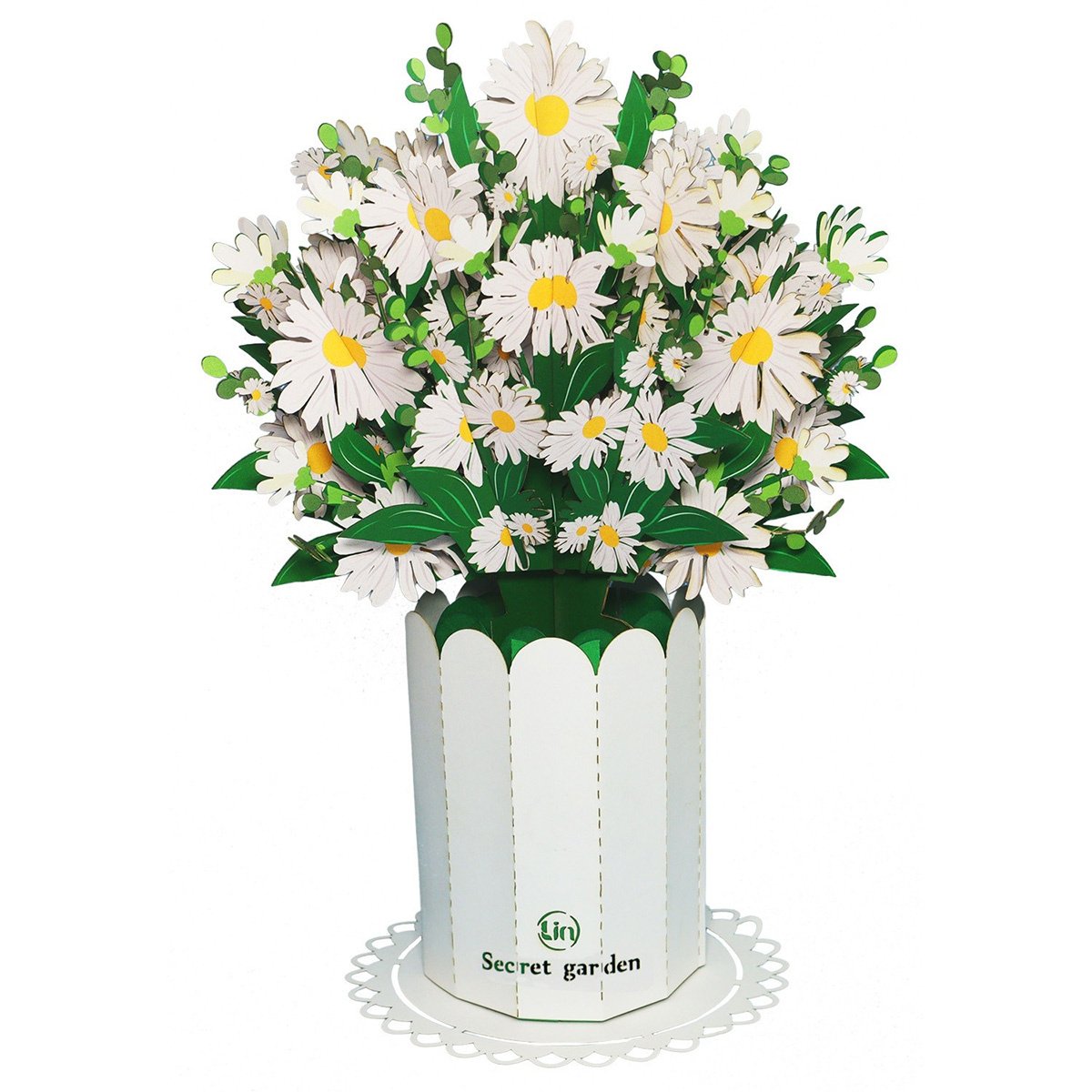 LIN Pop Up Blumen, 3D Karte, Handgemachter Blumenstrauß aus Papier, Margeriten, N804