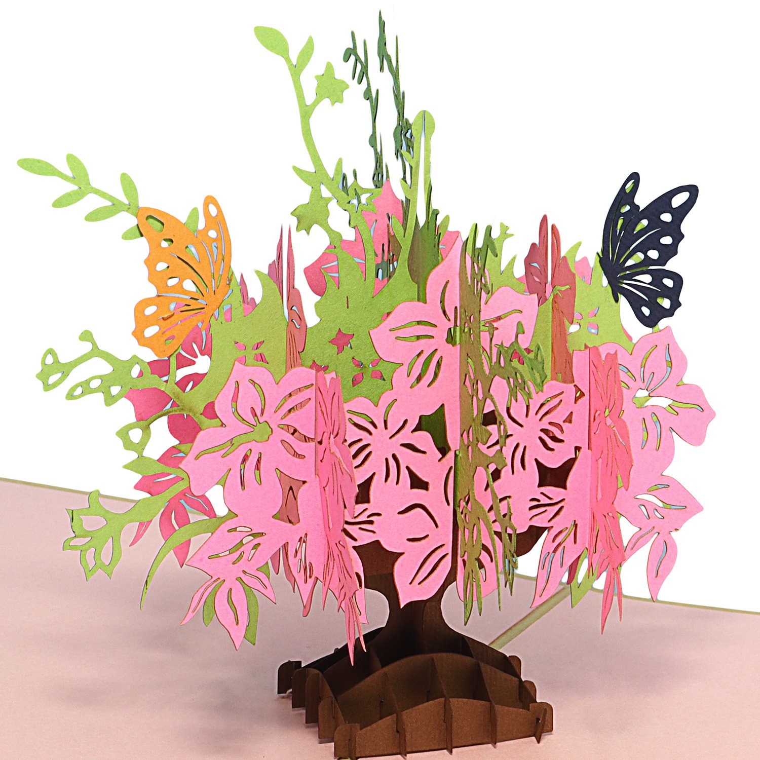 Pop Up Karte, 3D Karte, Rosa Blumen Vase, N379
