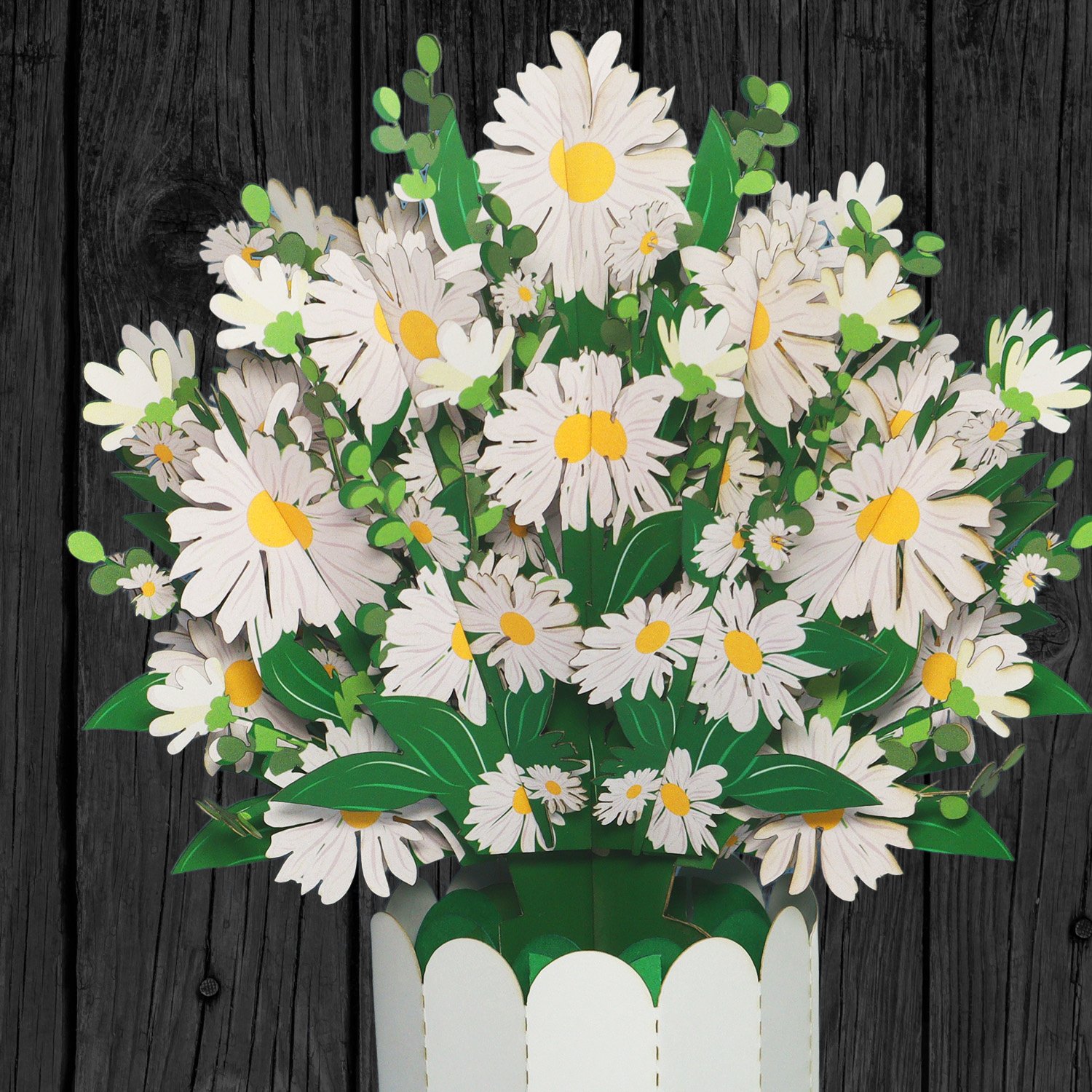 LIN Pop Up Blumen, 3D Karte, Handgemachter Blumenstrauß aus Papier, Margeriten, N804 – Bild 2