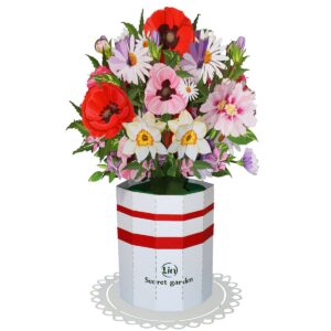 LIN Pop Up Blumen, 3D Karte, Handgemachter Blumenstrauß aus Papier, N802
