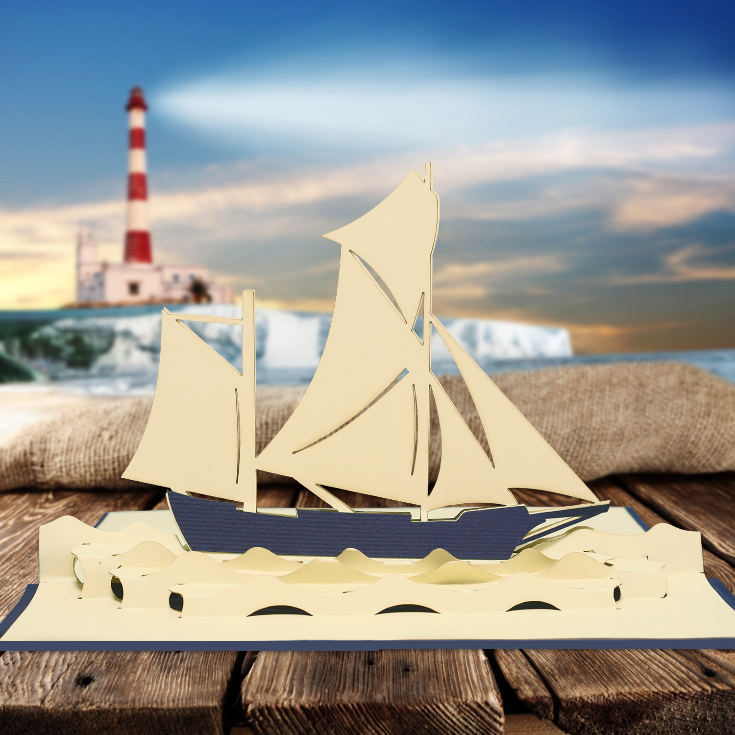 Pop Up Karte, 3D Karte, Segelboot, N104 - Imagen 3