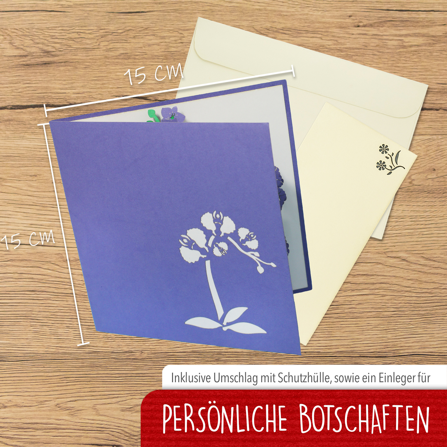 Pop Up Karte, 3D Karte, Blumenkarte, LINPopUp, Orchidee, N359 - Image 2