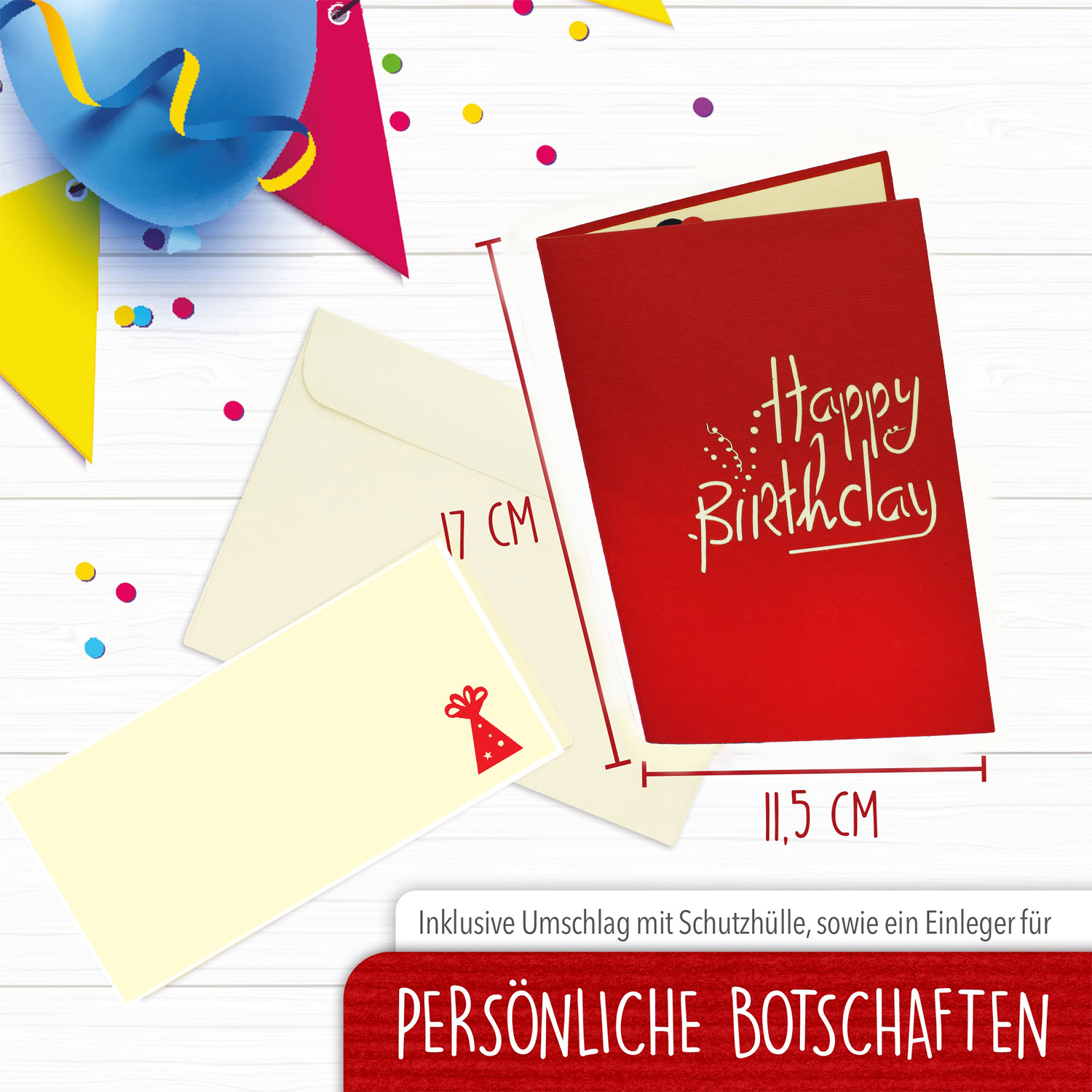 Pop Up Karte, 3D Karte, 75. Geburtstag, Jubiläum Zahl, rot, N231 – Bild 2
