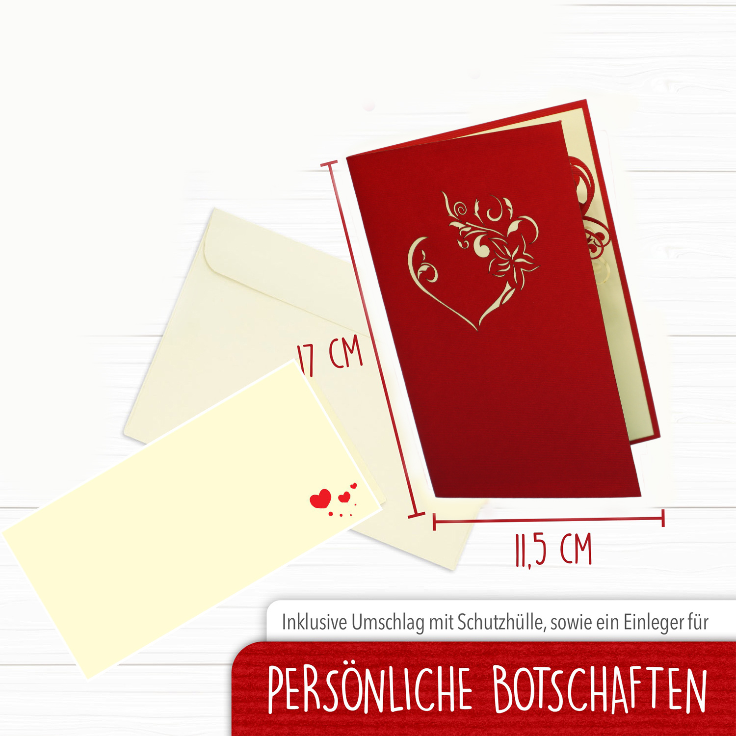 Pop Up Karte, 3D Karte, Valentinskarte, Hochzeitskarte, Paar unter Herzbäumen, N64 – Bild 2