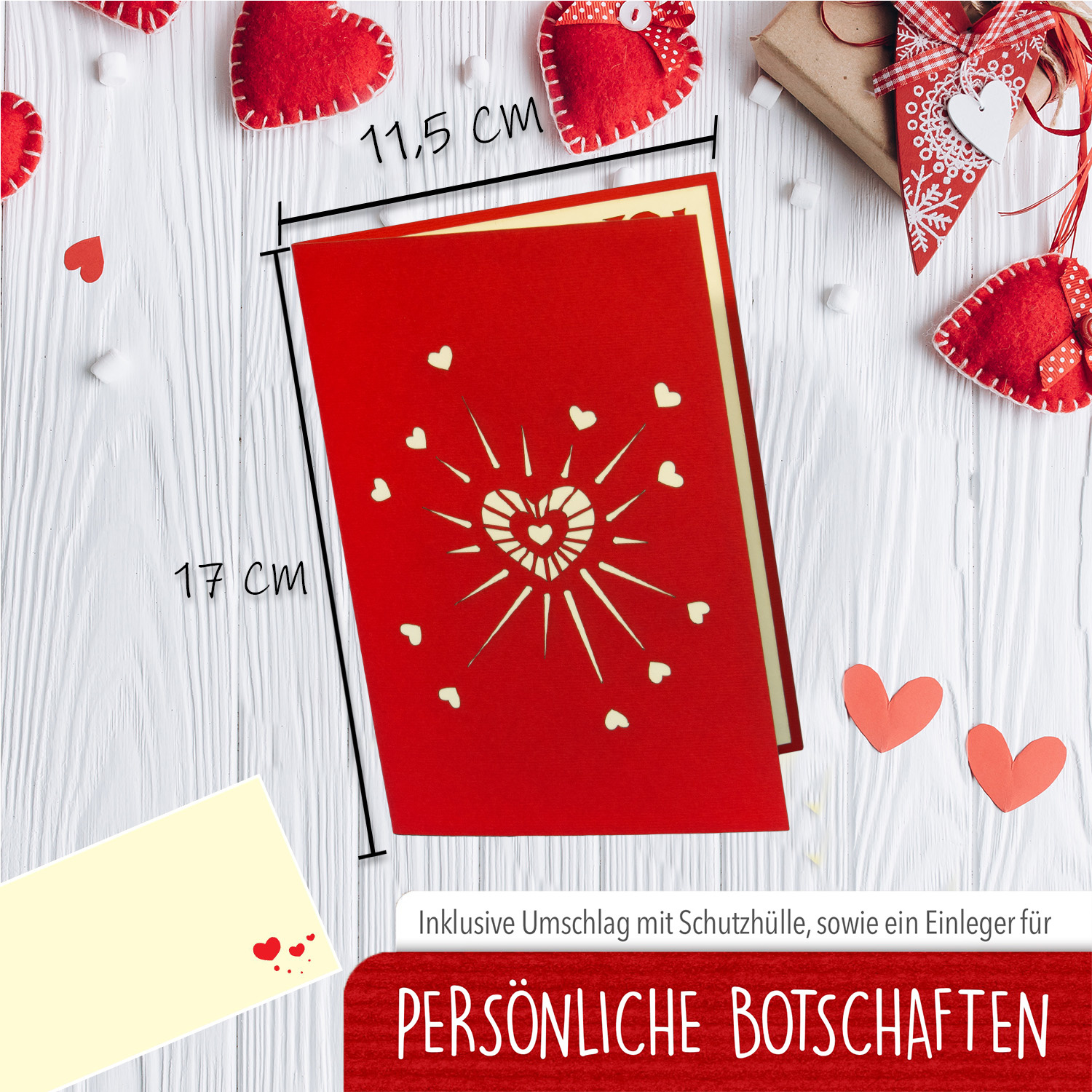 Pop Up Karte, 3D Karte, Valentinskarte, Herzblumen, N296 – Bild 2