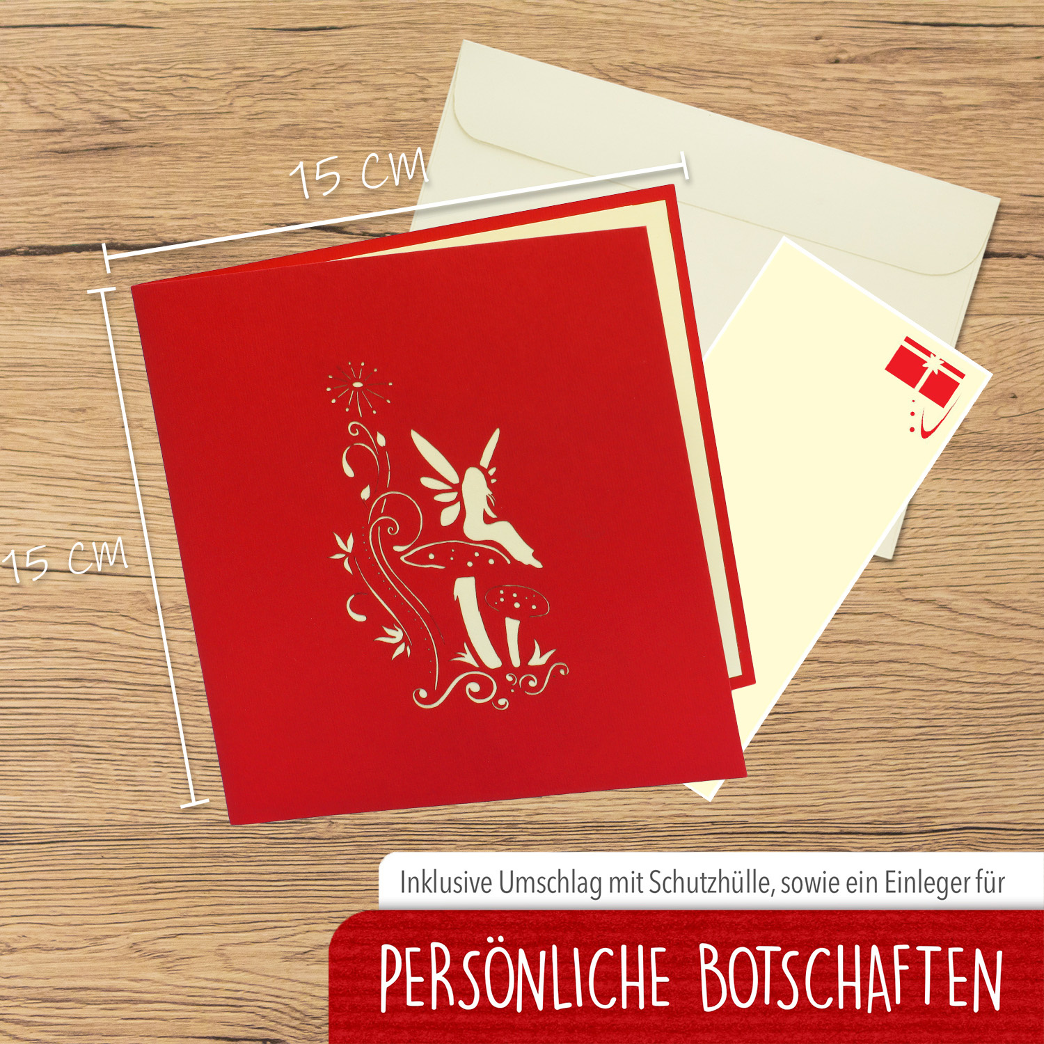 Pop Up Karte, 3D Karte, Pilz und Fee, N321 - Image 2