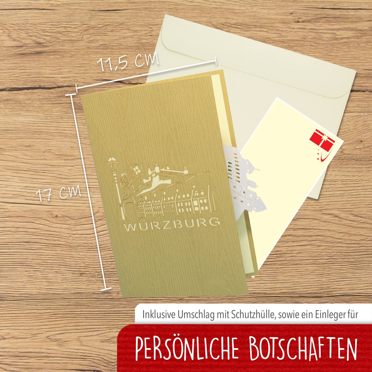 Pop Up Karte, 3D Karte, Reisegutschein, Würzburg, N351 – Bild 2