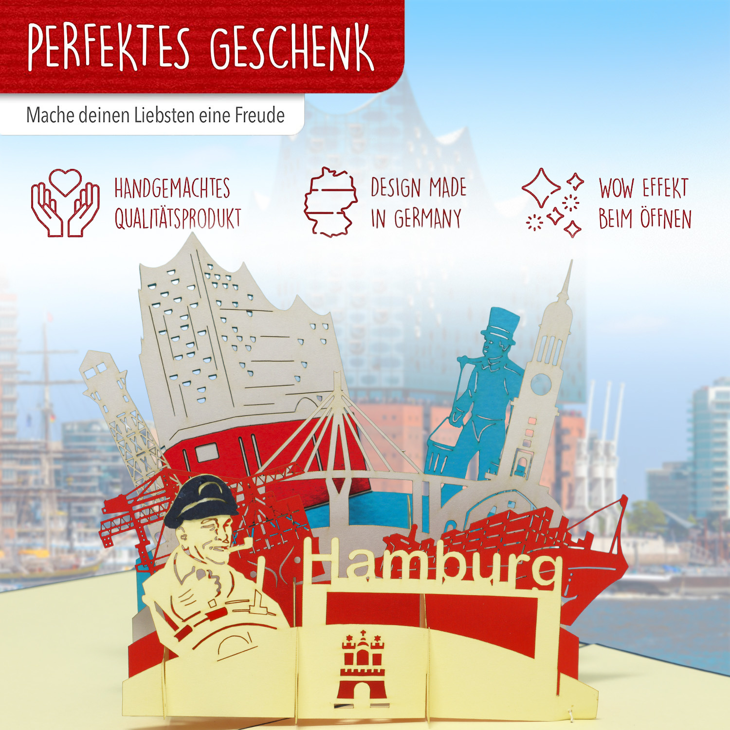 Pop Up Karte, 3D Karte, Hamburg, N193 – Bild 3