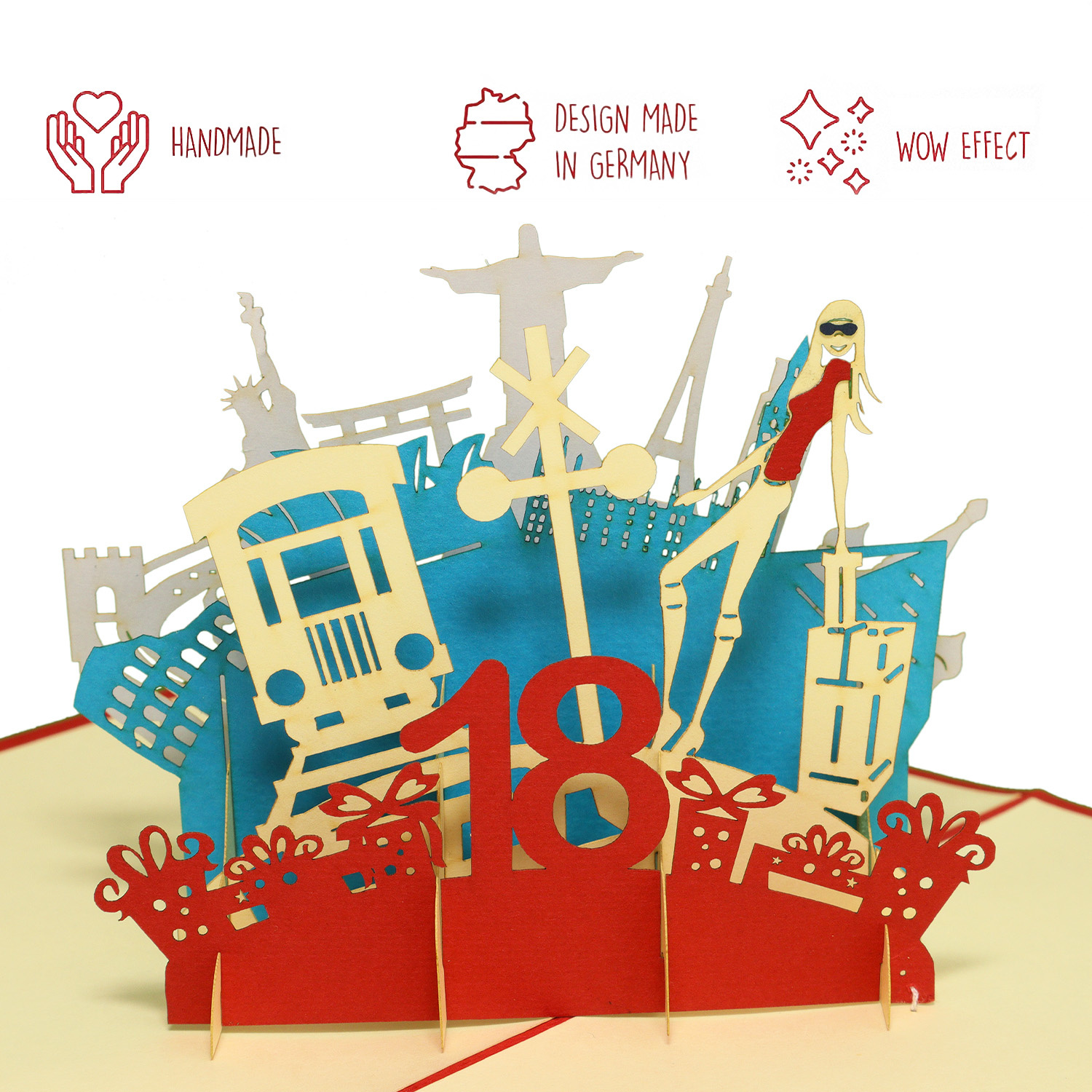 Pop Up Karte, 3D Karte, 18. Geburtstag rot, N17 – Bild 3