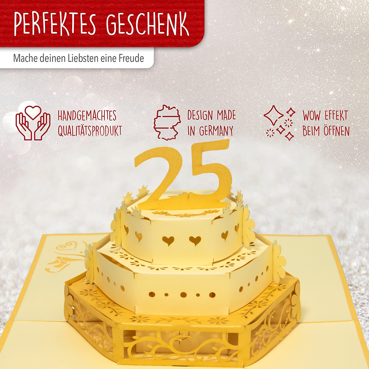 Pop Up Karte, 3D Karte, Hochzeitskarte, 25 Jahre Silberhochzeit, N314 – Bild 3