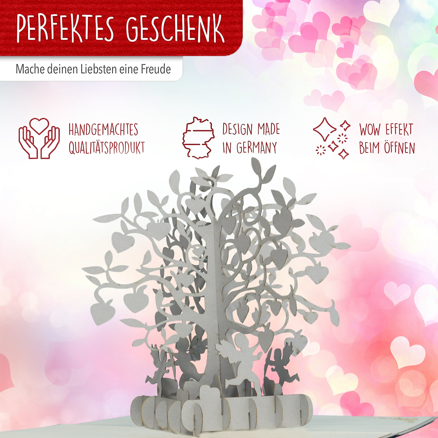 Pop Up Karte, 3D Karte, Hochzeitskarte Silberhochzeit, Baum, N86 - Image 3