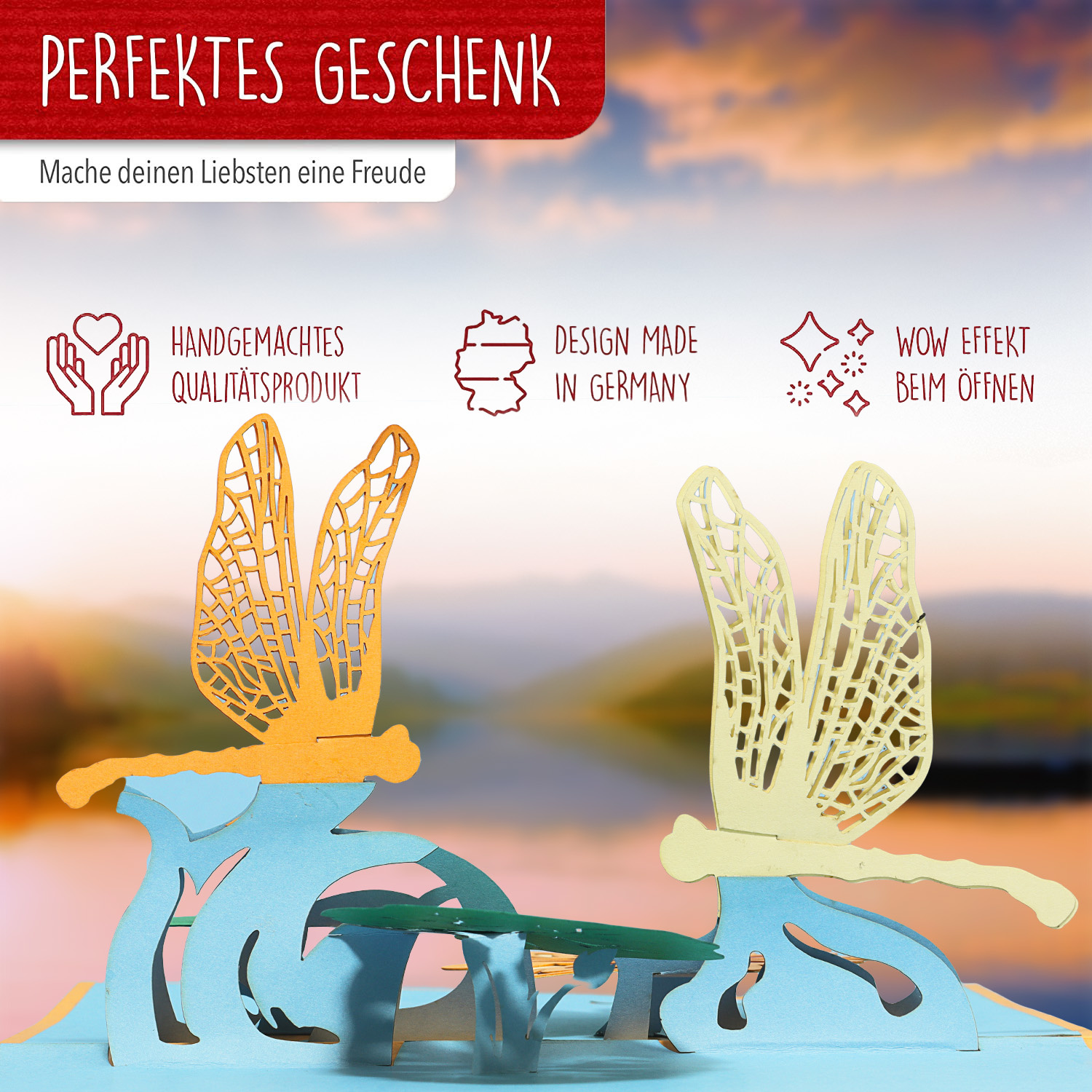Pop Up Karte, 3D Karte, Libellen Teich, N287 – Bild 3