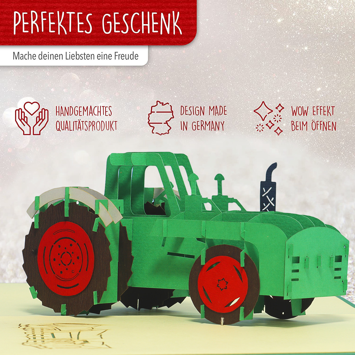 Pop Up Karte, 3D Karte, Traktor, Trekker, N320 - Imagen 3