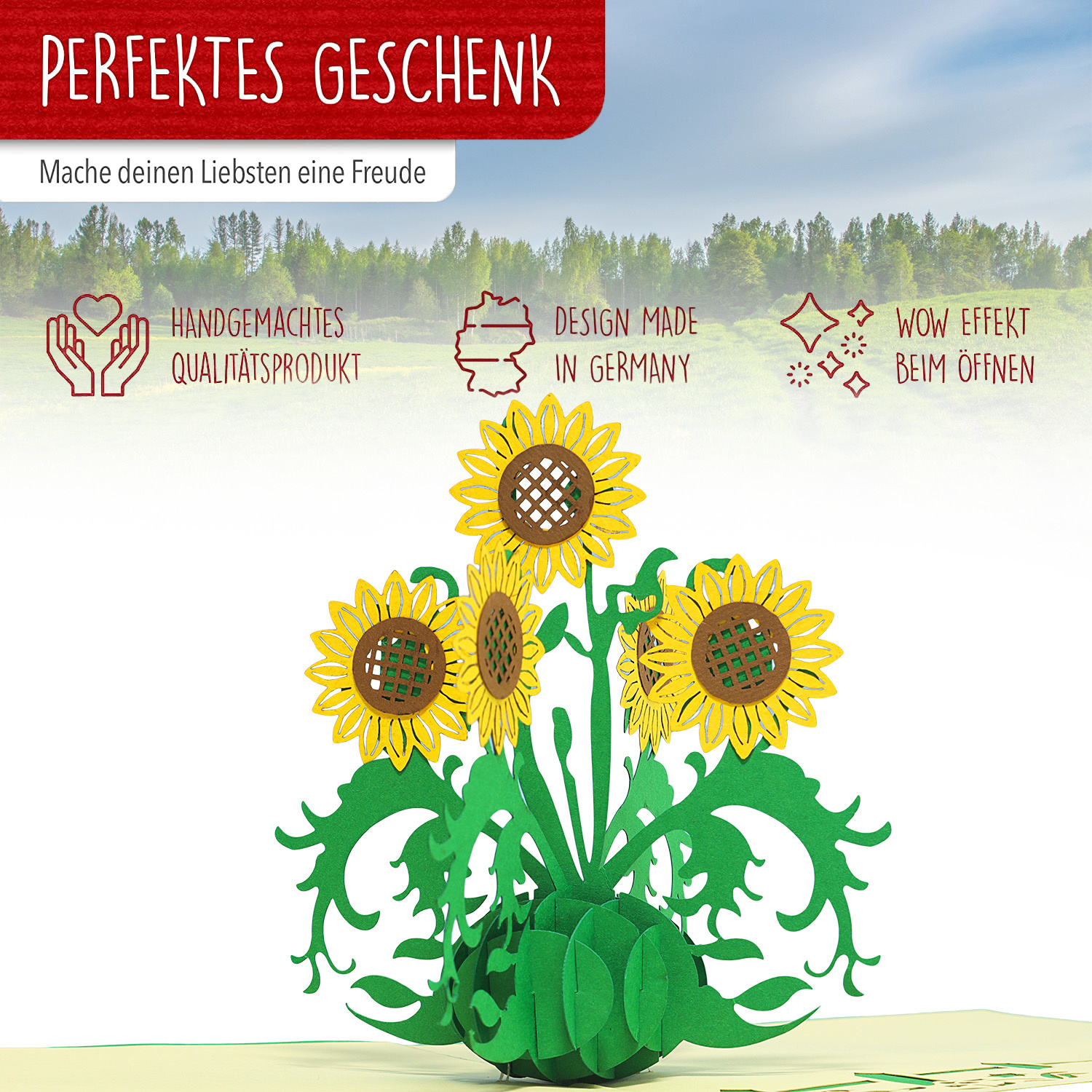 Pop Up Karte, 3D Karte, Sonnenblumen, N335 – Bild 3
