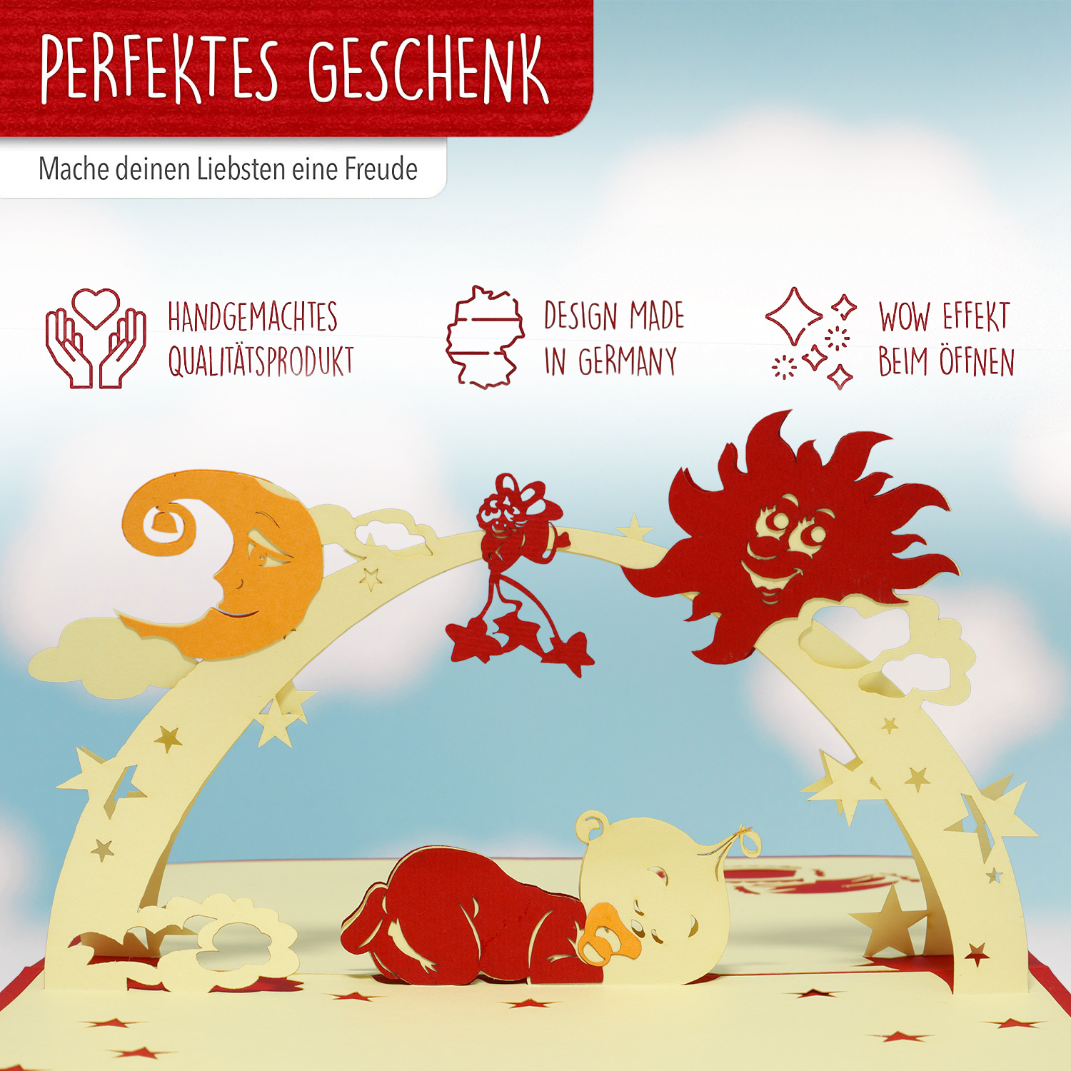 Pop Up Karte, 3D Karte, Baby, rot, N95 – Bild 3
