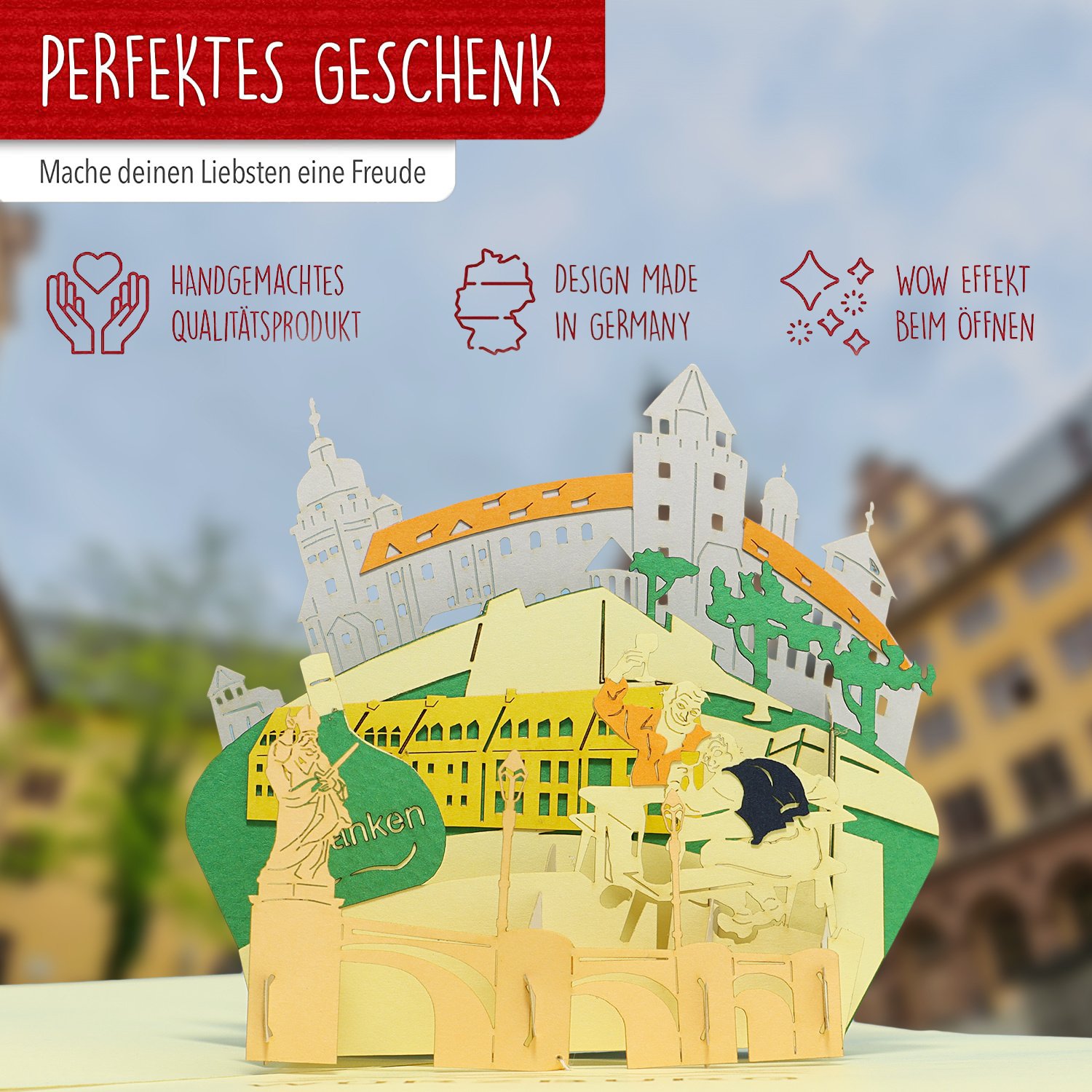 Pop Up Karte, 3D Karte, Reisegutschein, Würzburg, N351 – Bild 3