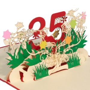 Pop  Up  Karte Geburtstag, Geburtstagseinladung, Jubiläum, Zahl 35, N302