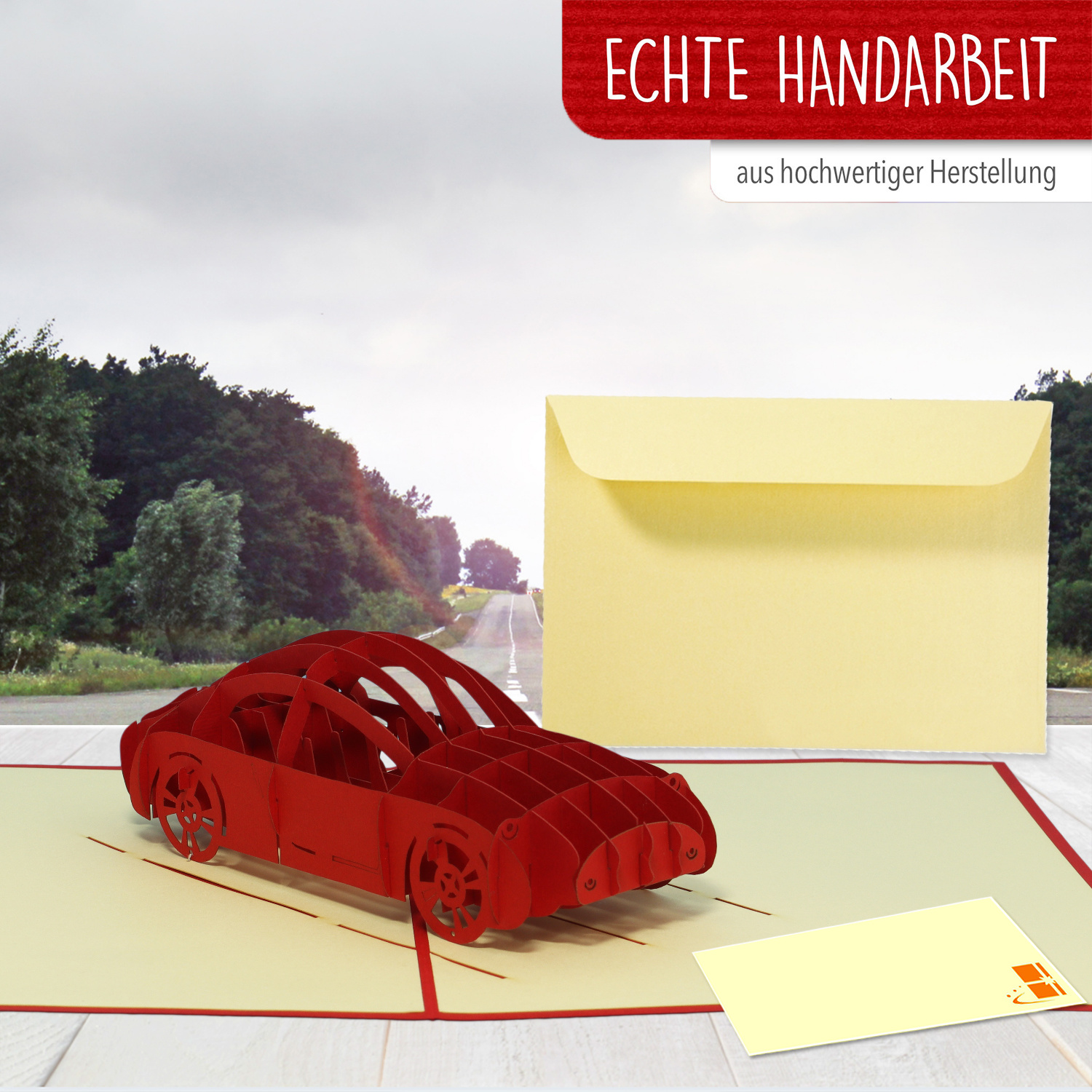 Pop Up Karte, 3D Karte, Führerschein, Auto rot, N260 - Image 4