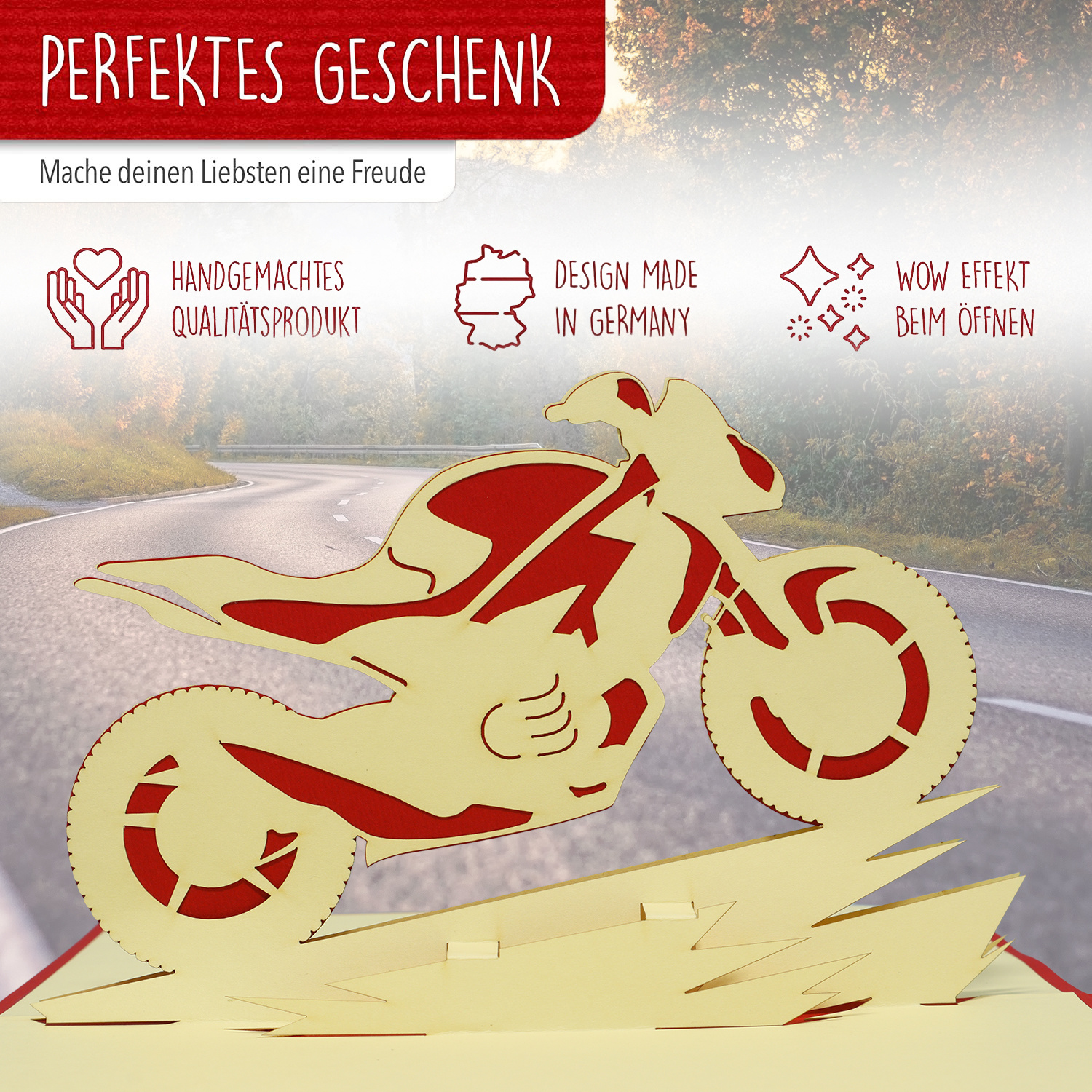 Pop Up Karte, 3D Karte, Motorrad, N157 – Bild 2