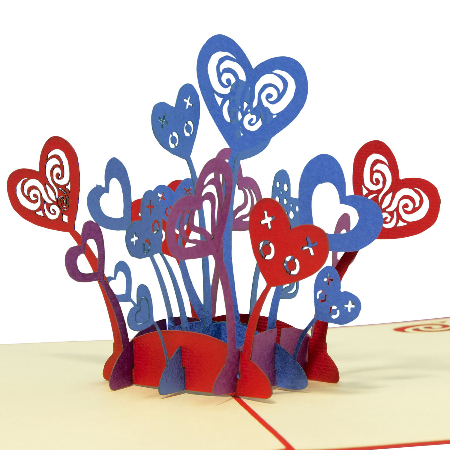 Pop Up Karte, 3D Karte, Valentinskarte, Herzblumen, N296