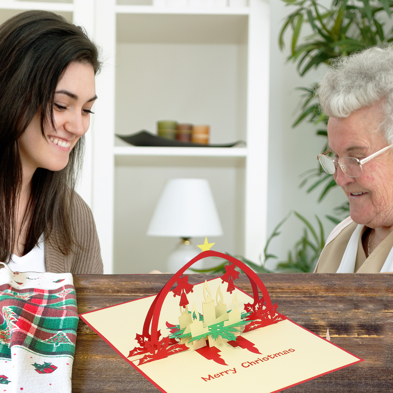 Pop Up Karte, 3D Karte, Weihnachtskarte, Adventskranz, N436 - immagine 5