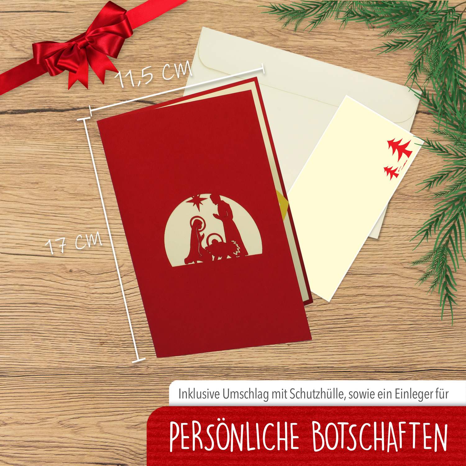 Pop Up Karte, 3D Karte, Weihnachtskarte, Weihnachtskrippe, Krippe, N426 - Imagen 2