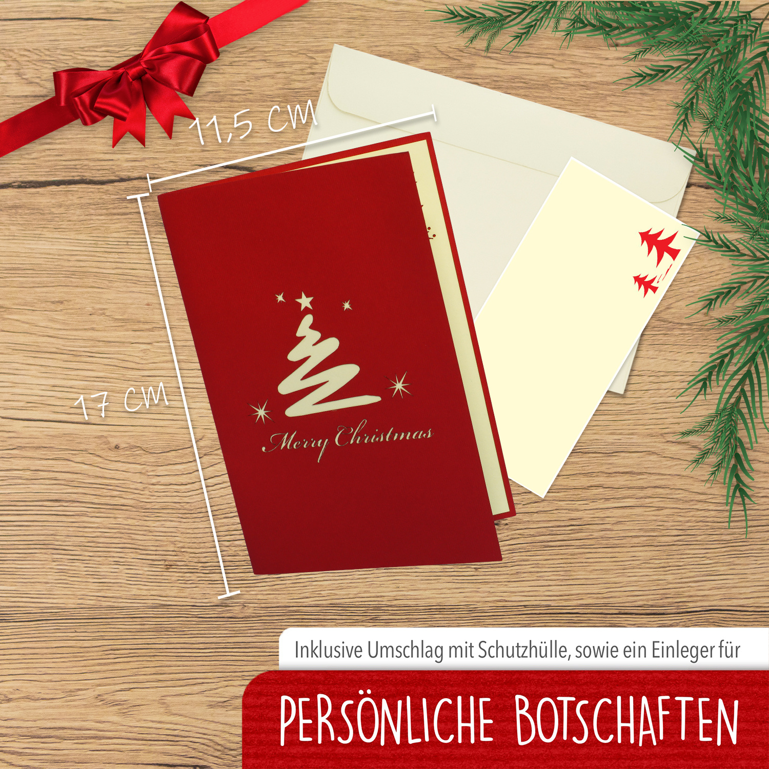 Pop Up Karte, 3D Karte, Weihnachtskarte, Weihnachtsbaum, Tannenbaum, N412 – Bild 2