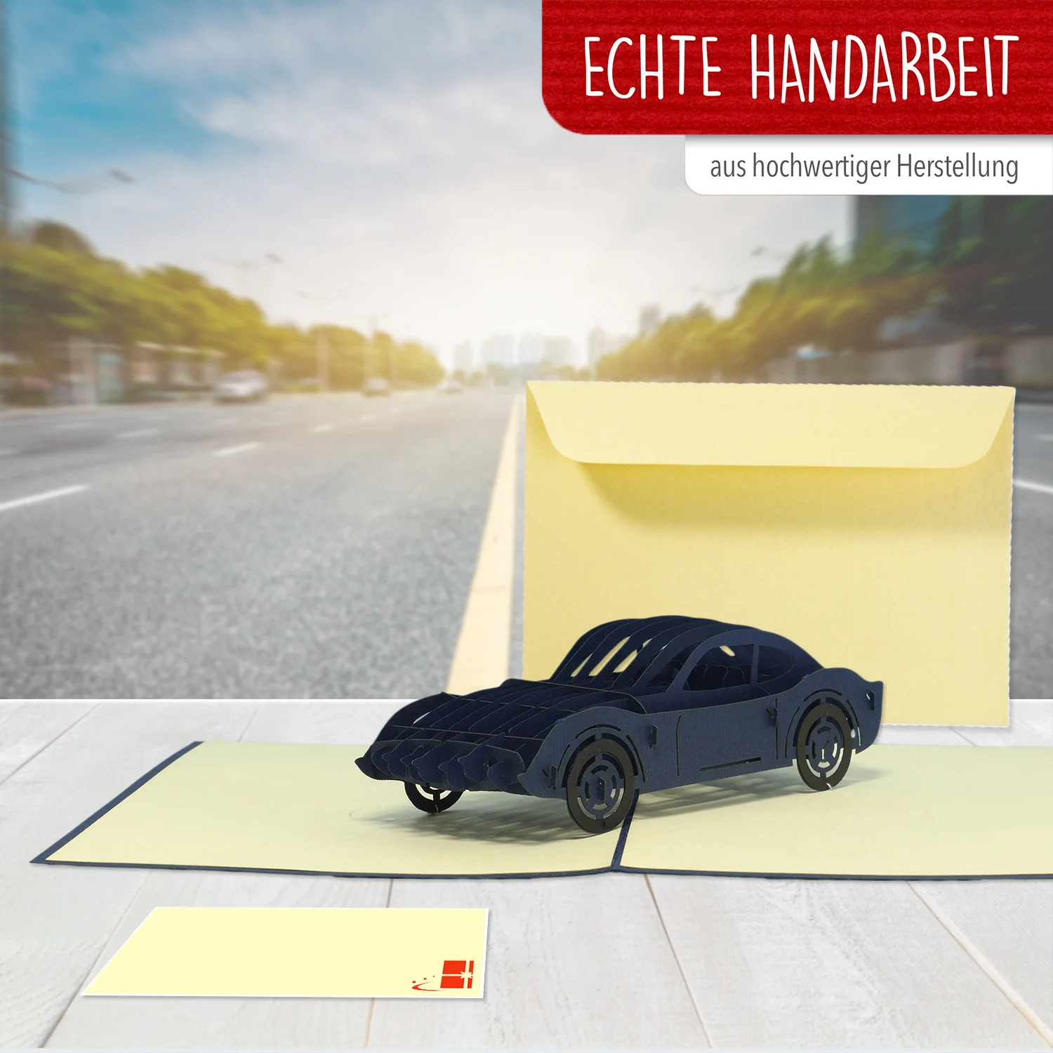 Pop Up Karte, 3D Karte, Führerschein, Auto blau, N394 – Image 2