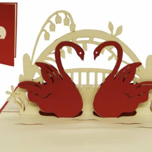 Pop Up Karte, 3D Karte, Hochzeitskarte, Schwäne, N87
