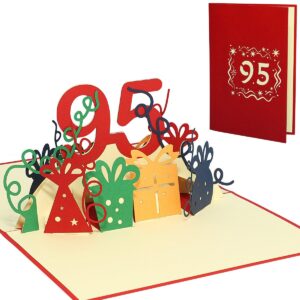 Pop Up Karte, 3D Karte, 95. Geburtstag, Jubiläum Zahl, rot, N374
