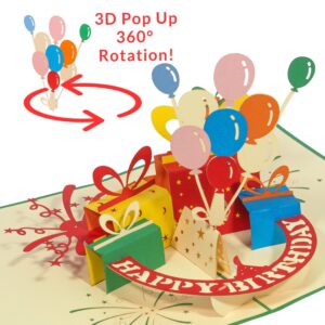 Pop Up Karte, 3D Karte, Geburtstagskarte, Drehenden Lufballons, GRÜN