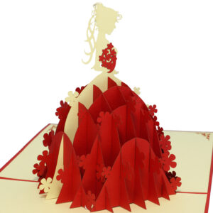 Pop Up Karte, 3D Karte, Hochzeitskarte, Brautkleid, N225