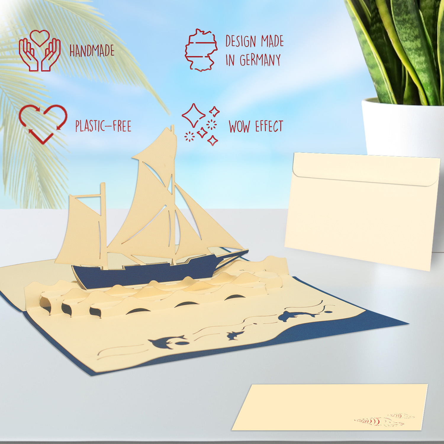 Pop Up Karte, 3D Karte, Segelboot, N104 - Imagen 4