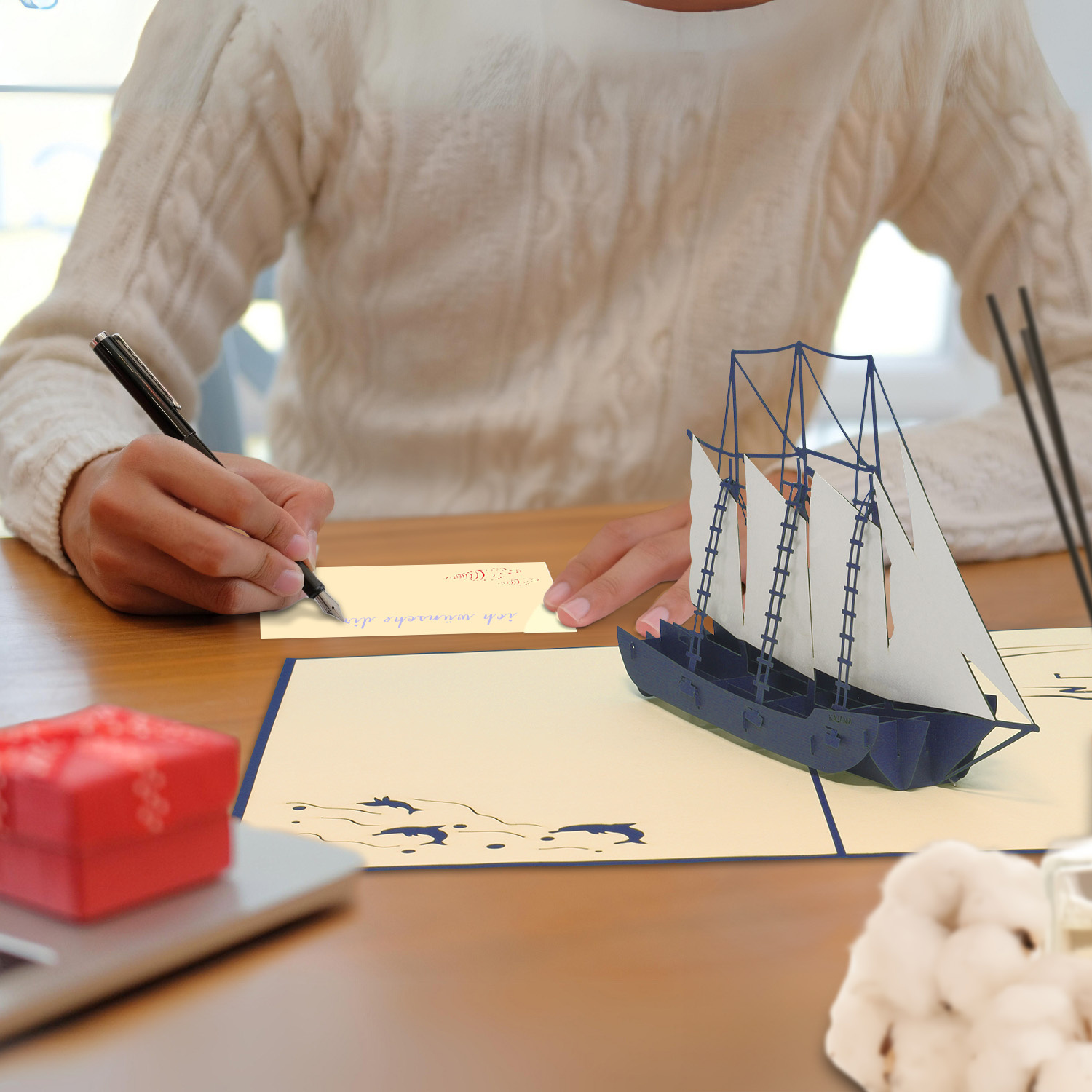 Pop Up Karte, 3D Karte, Segelschiff, N117 – Bild 4