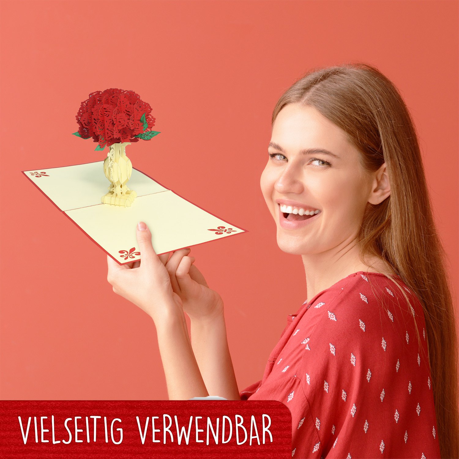 Pop Up Karte, 3D Karte, Pflingstrose, N360 - Imagen 5