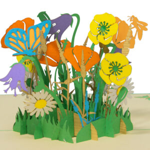 Pop Up Karte, 3D Karte, Blumen, Schmetterling, Biene, N356